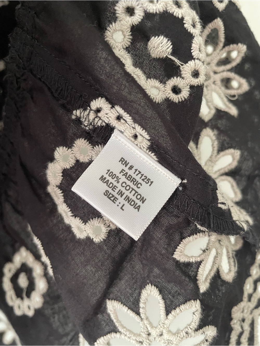Jennifer & Grace 100% Cotton Embroidered Peplum Top Size L - Picture 5 of 5